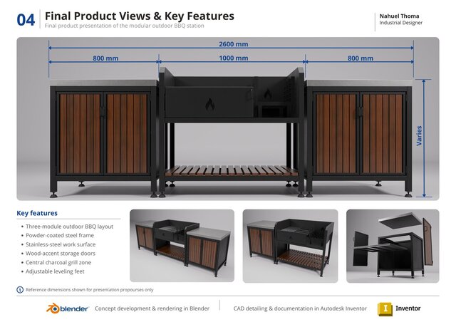 3D model of Modular Outdoor BBQ Station | Product Design, CAD & Visualization