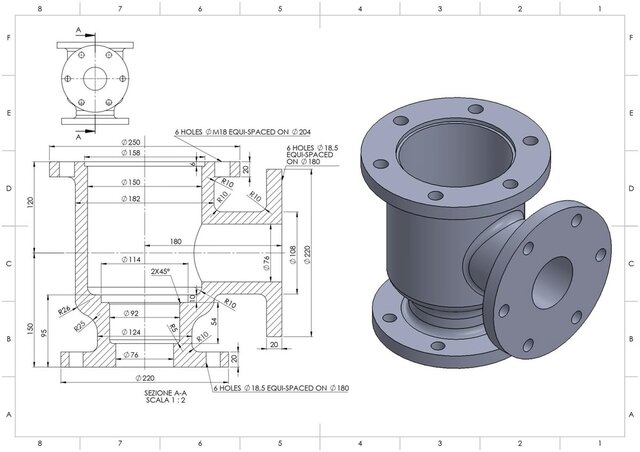 Industrial Flanged Valve Housing 3D CAD Model – image 1 of 1