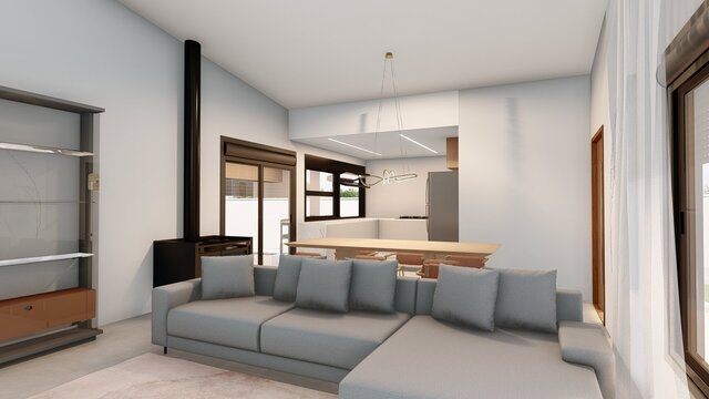 3D model of House with a single-pitch roof