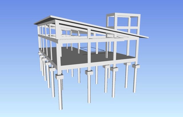 3D model of House with a single-pitch roof