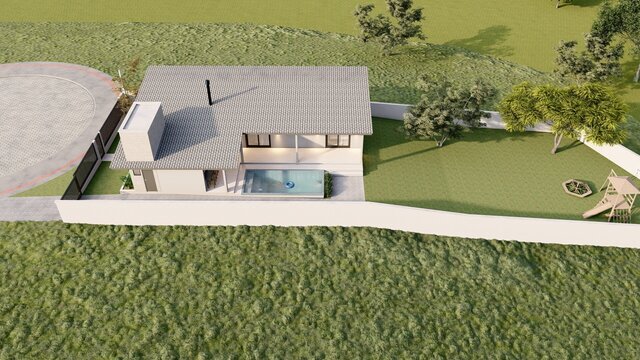 3D model of House with a single-pitch roof