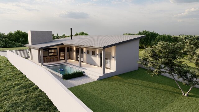 3D model of House with a single-pitch roof