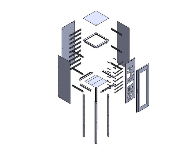 3D model of Telecom Rack Enclosure & Modular Patch Panel Cabinet Assembly