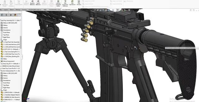 3D model of .22LR Belt-fed LMG based on AR-15