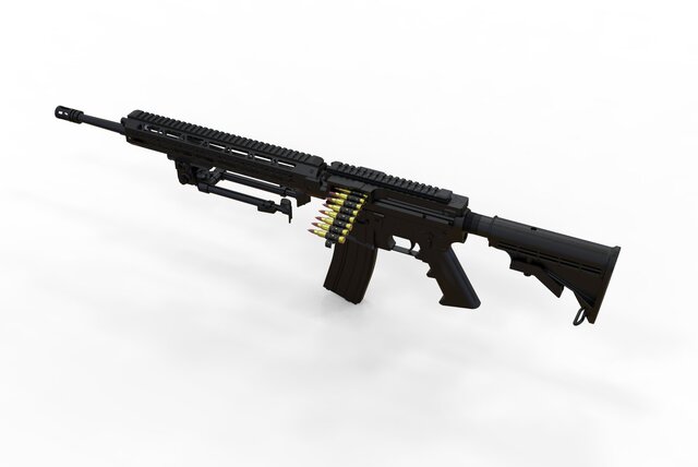 3D model of .22LR Belt-fed LMG based on AR-15