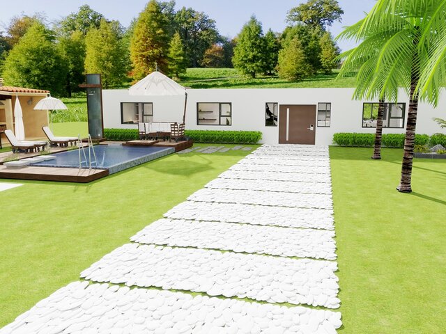 3D model of Modern 3-Bedroom House | Interior & Exterior 3D Visualization