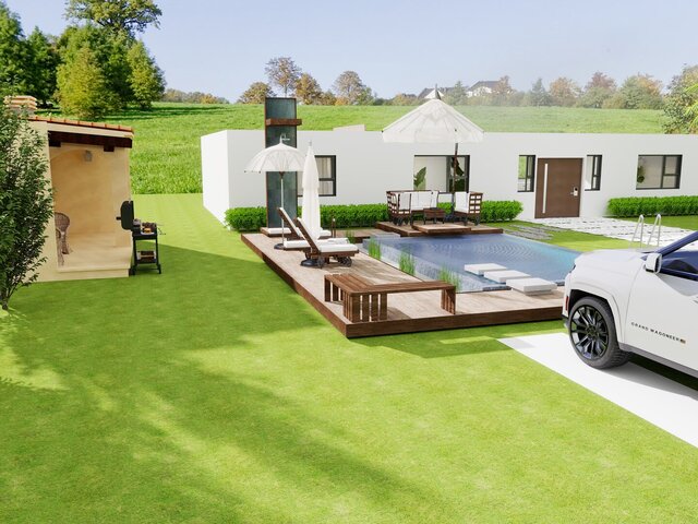 3D model of Modern 3-Bedroom House | Interior & Exterior 3D Visualization