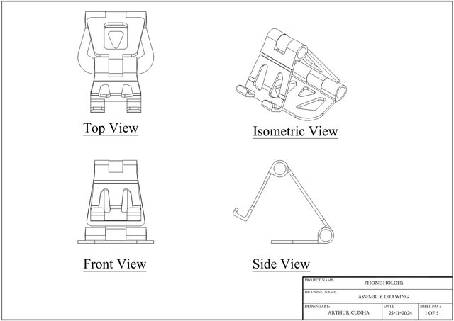 3D model of Foldable Adjustable Phone Stand – Mechanical Assembly