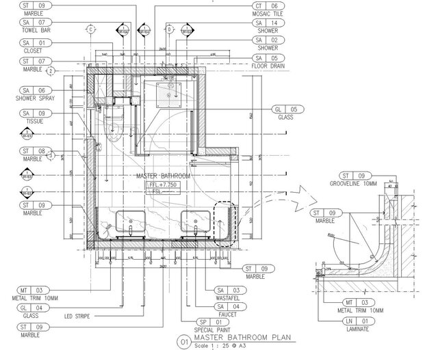 Bathroom Construction Details & Interior CAD Drawings – image 2 of 9