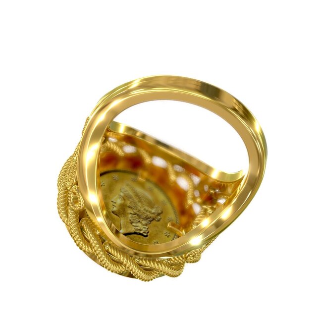 3D model of Coin Bezel Ring for Gold Dollar