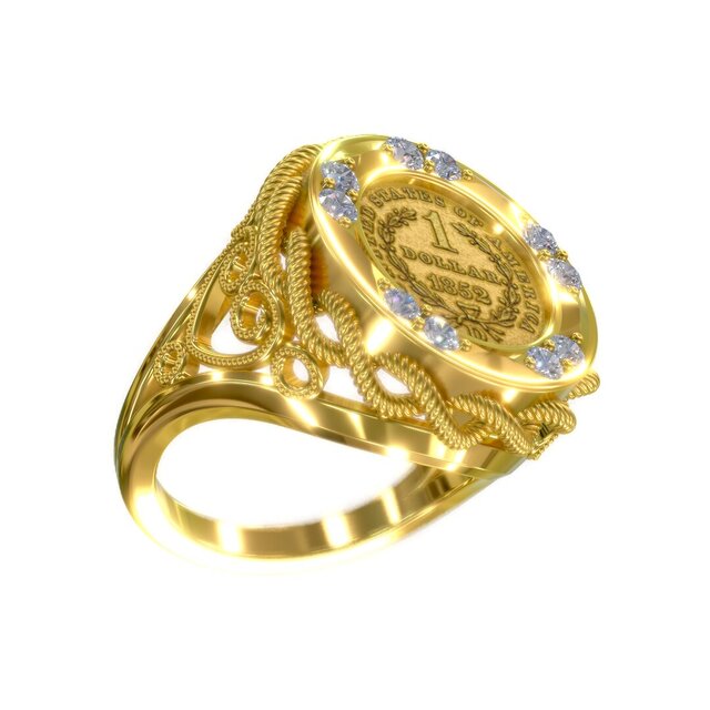 3D model of Coin Bezel Ring for Gold Dollar