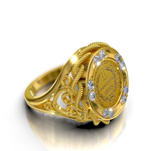 3D model of Coin Bezel Ring for Gold Dollar