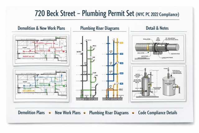 720 Beck Street – Plumbing Permit Set (NYC PC 2022 Compliance)