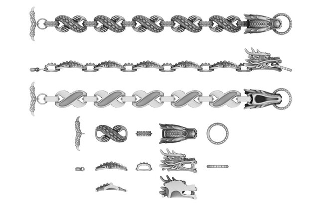 3D model of a Chinese Dragon bracelet