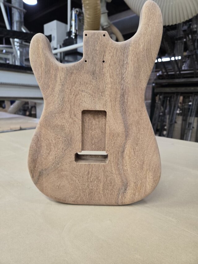 3D model of S-Style Double-Cutaway Guitar Body - Design, Two-Sided CAM, Machined