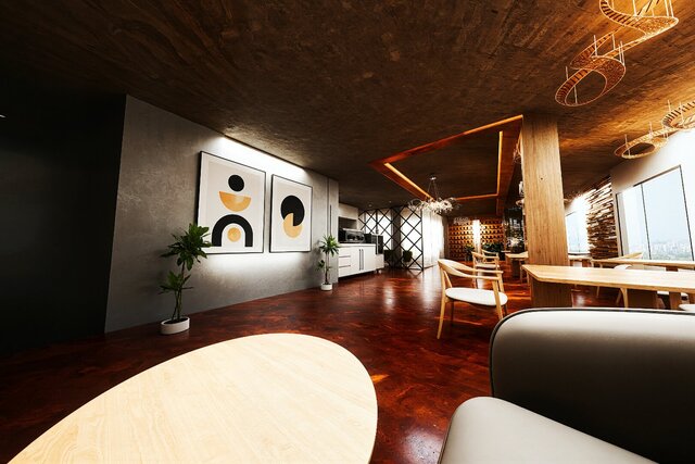 3D model of Interior Design of a Cafe