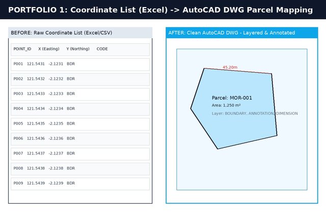 Excel to AutoCAD DWG - 1000+ Parcels BPN Morowali - AutoCAD Map 3D – image 2 of 4