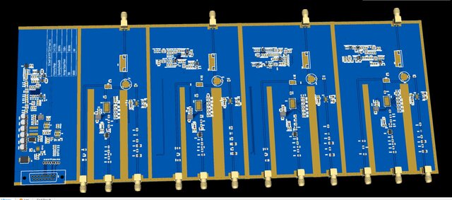 3D model of 5G RF Front-End 6-Layer Multilayer PCB Design