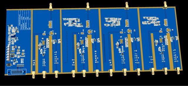 3D model of 5G RF Front-End 6-Layer Multilayer PCB Design