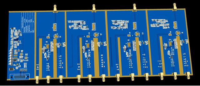 3D model of 5G RF Front-End 6-Layer Multilayer PCB Design