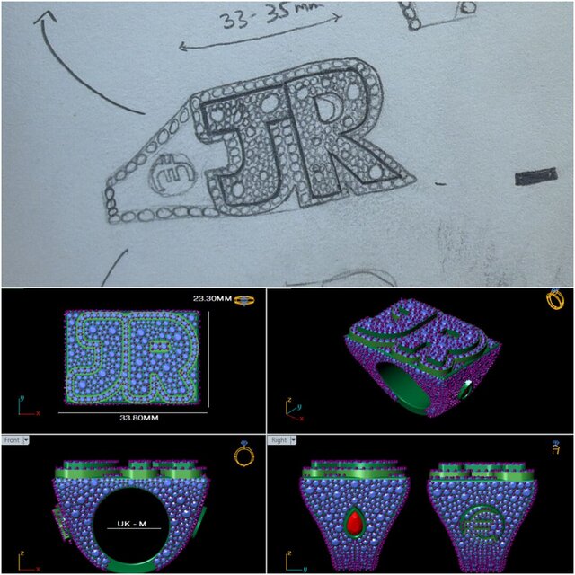 Custom 3D CAD design work and Sculpting work in Rings, Pendants, Bracelet, Neclace, Grillz, etc.