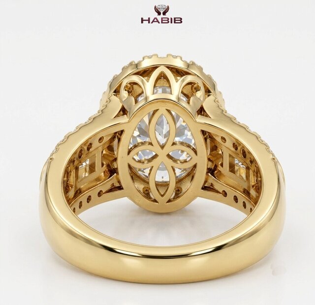 3D model of Luxury Diamond Halo Engagement Ring – Jewellery CAD Design
