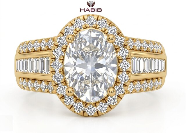 3D model of Luxury Diamond Halo Engagement Ring – Jewellery CAD Design