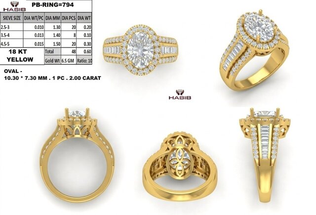 3D model of Luxury Diamond Halo Engagement Ring – Jewellery CAD Design