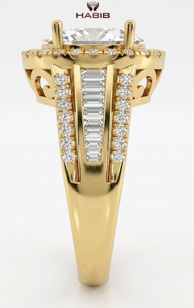 3D model of Luxury Diamond Halo Engagement Ring – Jewellery CAD Design