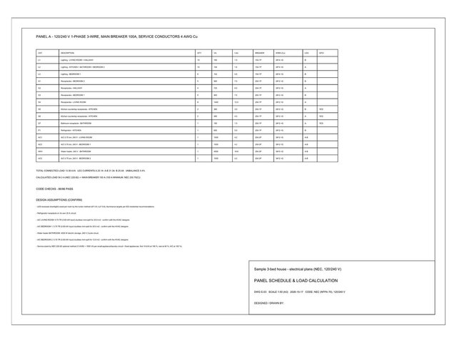 Sample: NEC Electrical Plans for a 3-Bed House (120/240 V) – image 3 of 3