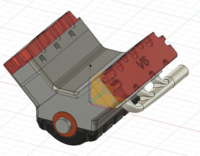 3D model of V6 Engine — Exhaust Manifold & Valve Cover