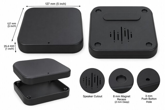 Magnetic Photo Frame Music Box: 3D Printable Enclosure with Speaker Grille & Push Button – image 2 of 2