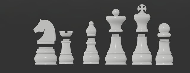 3D model of Parametric Chess Set with Threaded Assembly – Designed for 3D Printing