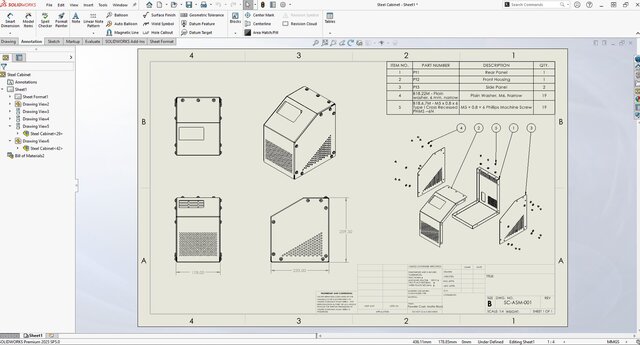 3D model of Sheet Metal Cabinet | SolidWorks Design & Fabrication Drawings
