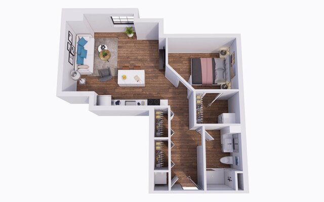 3D model of 3D Modern Bedroom Apartment Interior Floor Plan