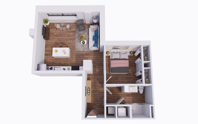 3D model of 3D Modern Bedroom Apartment Interior Floor Plan