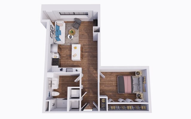 3D model of 3D Modern Bedroom Apartment Interior Floor Plan