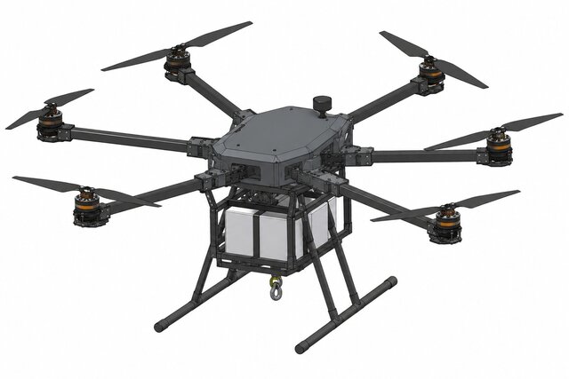 3D model of Heavy-Lift Multirotor UAV – Mechanical CAD & Product Design