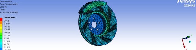 Disc Brake Thermal-Structural Analysis (SOLIDWORKS + ANSYS) – image 2 of 4