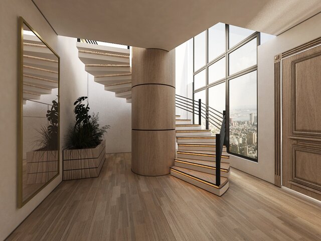 3D model of livingroom and main entrance