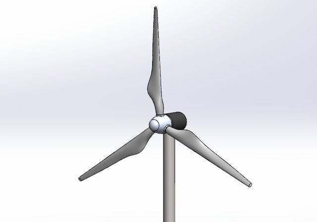 3D model of 3-Bladed Horizontal-Axis Wind Turbine (HAWT) Rotor & Aerodynamic CFD