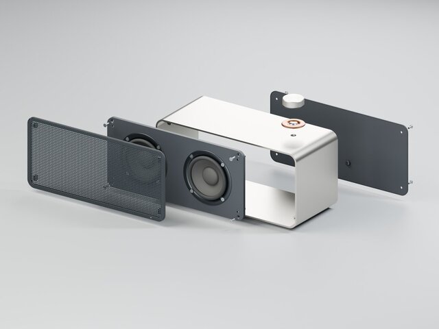 3D model of Desktop Speaker Concept and Exploded View