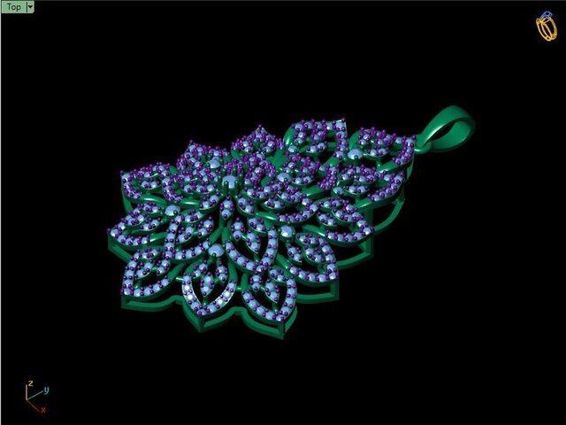3D model of Floral Diamond Pendant – Jewellery CAD Design