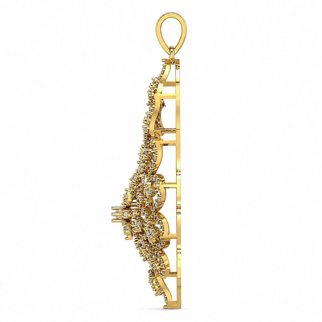 3D model of Floral Diamond Pendant – Jewellery CAD Design
