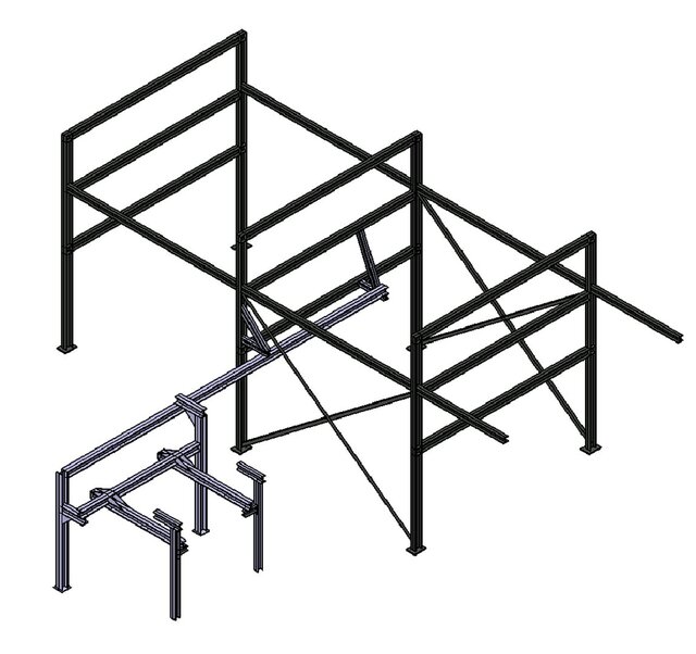 Industrial Gantry — Three-Rail CAD Assembly and Structural FEA – image 2 of 2