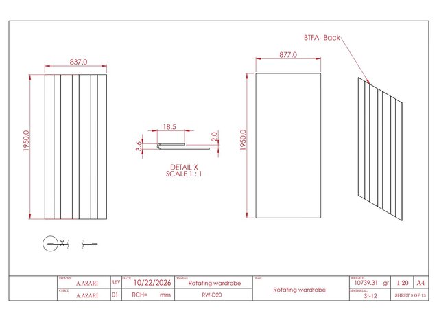 Rotating Wardrobe & Multi-Tier Shelving System – Complete Manufacturing & Assembly Drawings – image 9 of 14
