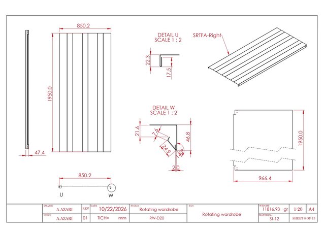 Rotating Wardrobe & Multi-Tier Shelving System – Complete Manufacturing & Assembly Drawings – image 12 of 14