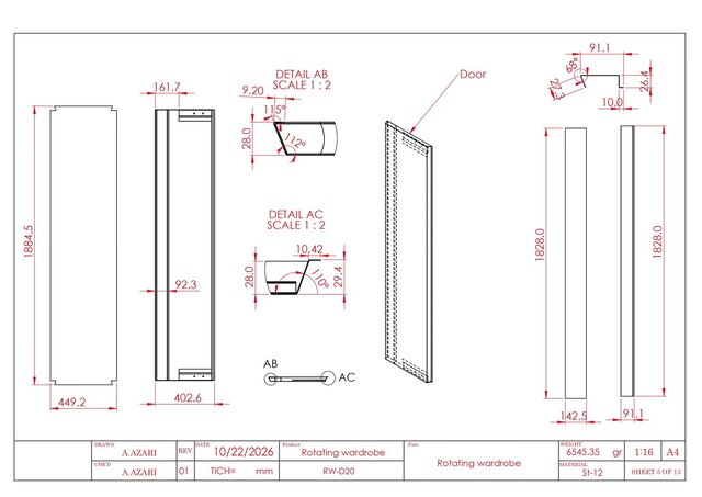 Rotating Wardrobe & Multi-Tier Shelving System – Complete Manufacturing & Assembly Drawings – image 13 of 14