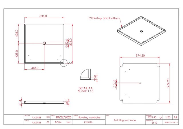 Rotating Wardrobe & Multi-Tier Shelving System – Complete Manufacturing & Assembly Drawings – image 8 of 14