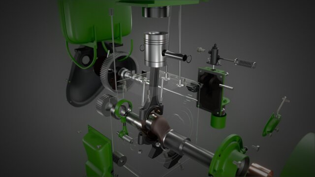 3D Cinematic & Kinematic Visualization: Diesel Engine